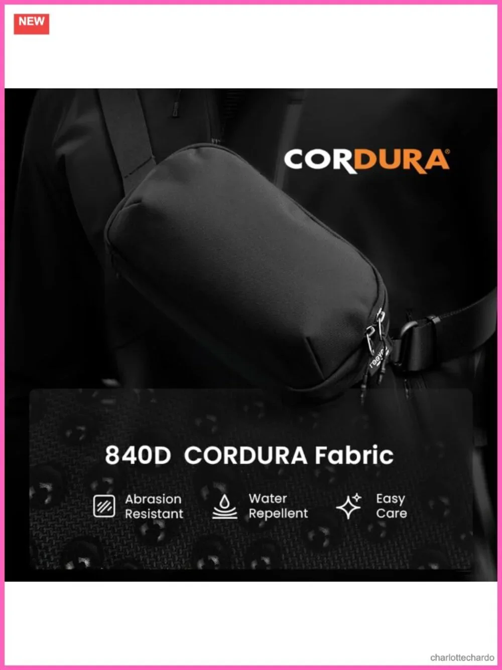 840D Cordura Sling Bag Crossbody Chest Pack Quick-Release Buckle 3L CORDURA